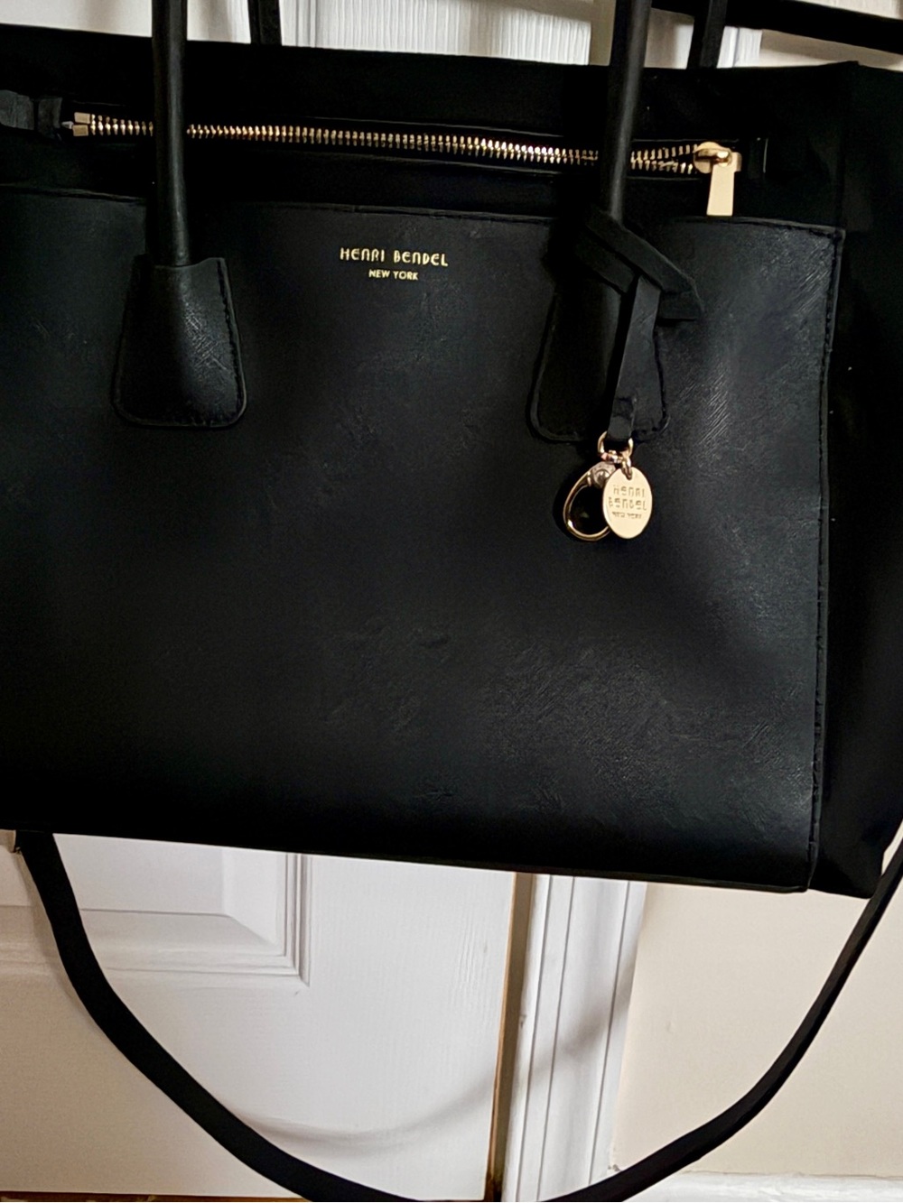 Versatile Henri Bendel Black Saffiano Leathet Satchel Handbag/Diaper Bag